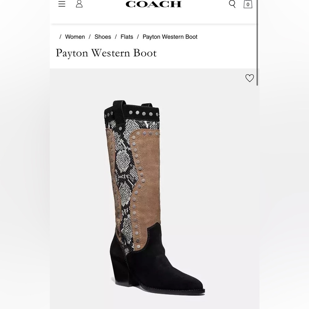 Coach Payton Western Boot. Size 7. Worn once. Immaculate condition.